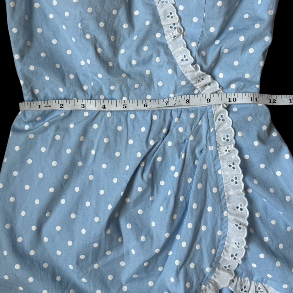 STOP STARING! NWT
baby blue polka dot ROMPER eyelet lace PINUP GIRL rockabilly - Picture 8 of 11